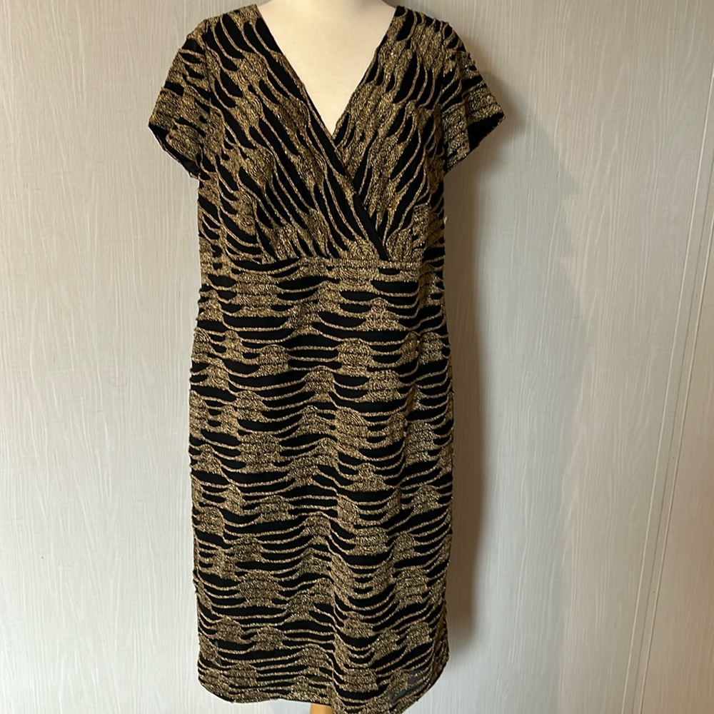 NWT S.L.Fashions/ Woman Black and gold dress
